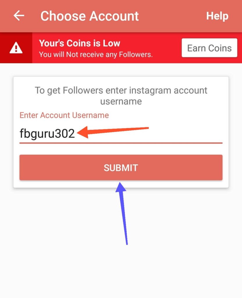 Enter Instagram Account Username