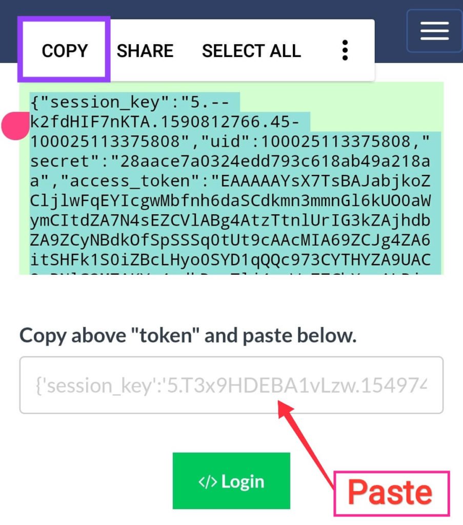 Copy Token and Paste