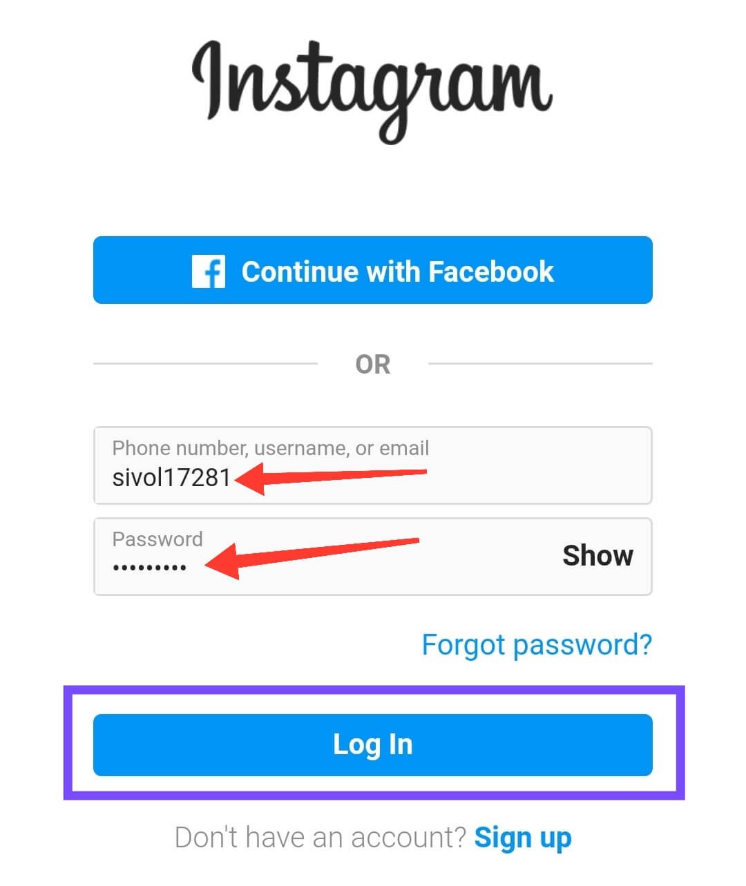 Login With Fake Instagram Account