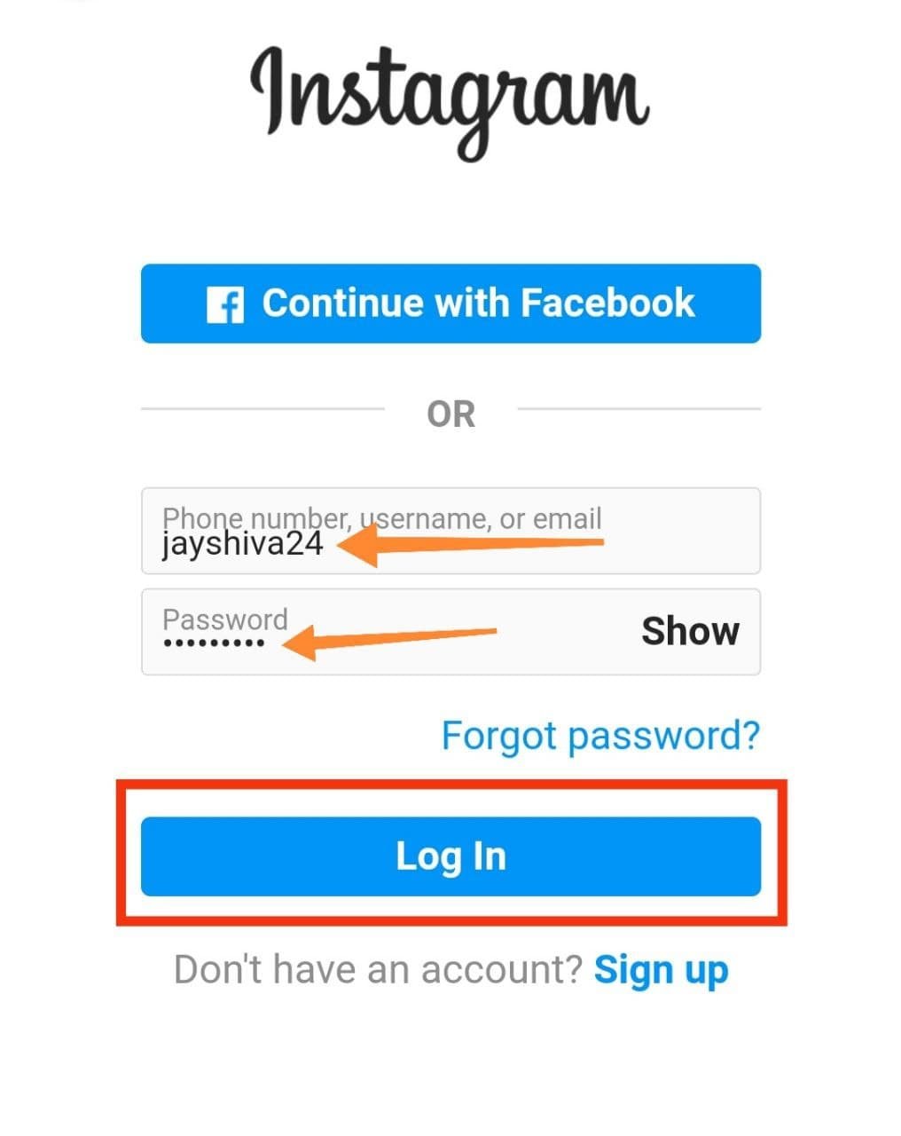 Login By Using Username and Password